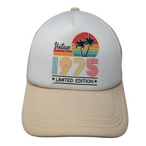Vintage 1975 Limited Edition Snapback Trucker Cap Beige One Size Adjustable